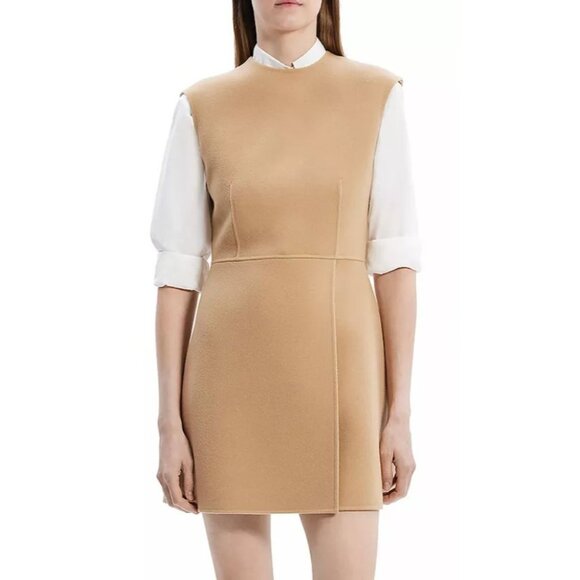 Theory $495 Camel Wool Cashmere Dress Size 12 NWT - Picture 3 of 10